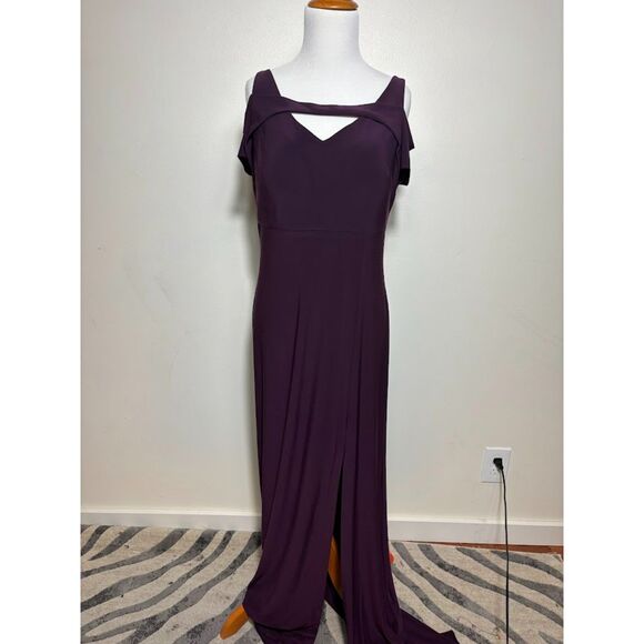 Nightway Dress Women's Size 12 Purple Gown Wedding Guest Maxi High Slit - Picture 3 of 5